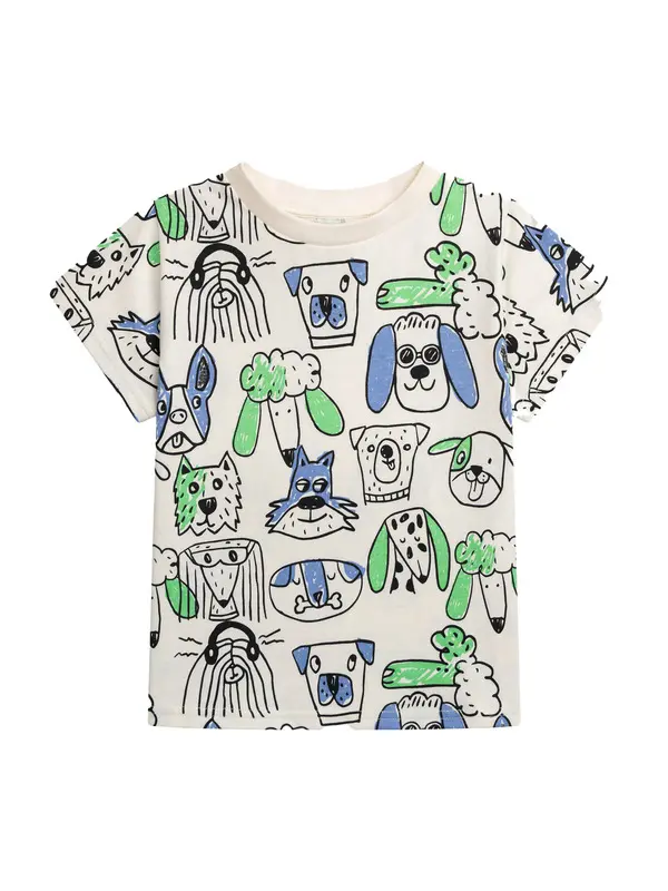 All-Over Dog Print T-Shirt and Shorts 2-Piece Cotton Set 5 Image