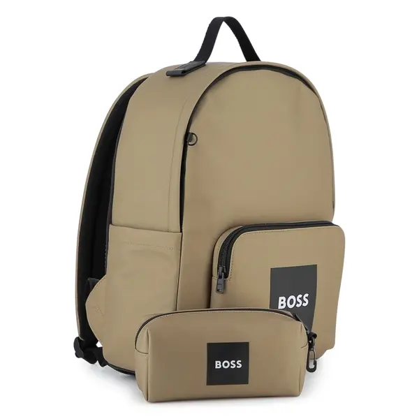 Logo Patch Polyester Backpack Bag with Case 2 Image
