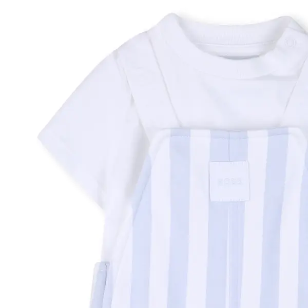 Striped Dungarees & Short Sleeve T-shirt Set 1 Image