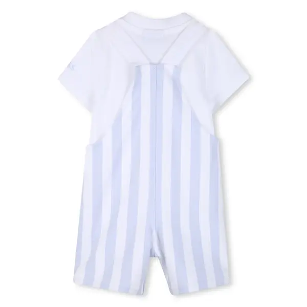 Striped Dungarees & Short Sleeve T-shirt Set 3 Image