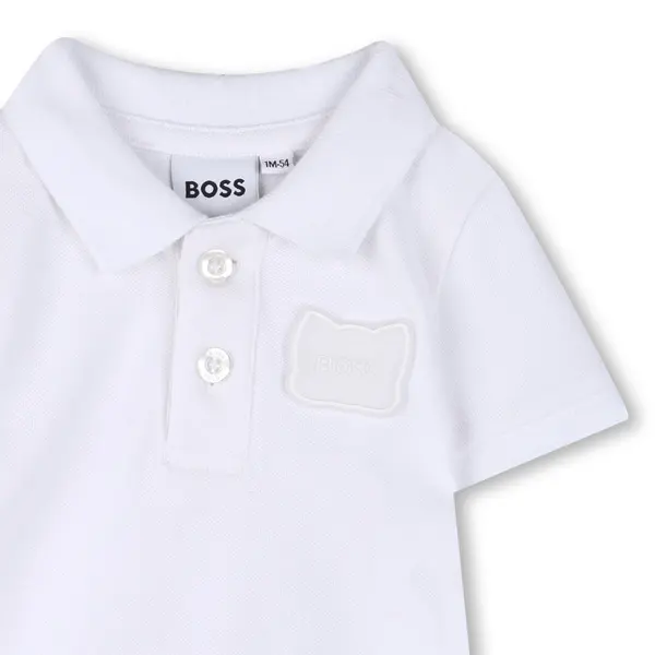 Buttoned Patch Short Sleeve Polo 1 Image