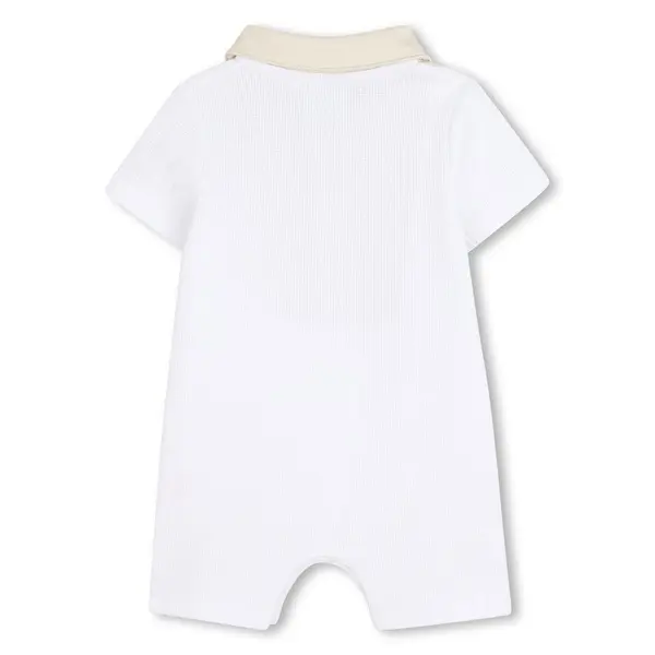Bib Collar Short Sleeve Cotton Swimsuit 1 Image