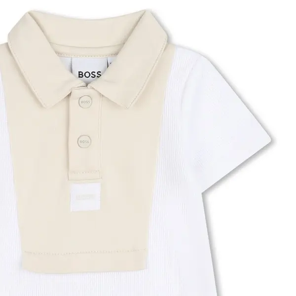 Bib Collar Short Sleeve Cotton Swimsuit 2 Image