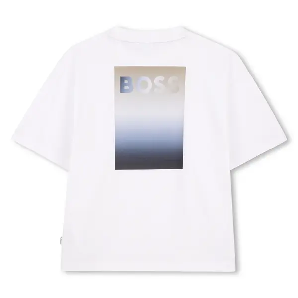 Crew Neck  Short Sleeve Cotton T-shirt with Gradient Print 2 Image