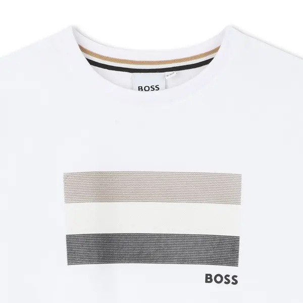 Striped Graphic Crew Neck Short Sleeve Cotton T-shirt   2 Image
