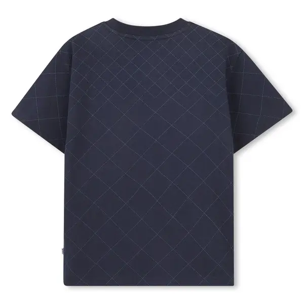 Diamond Pattern Short Sleeve Cotton T-shirt  1 Image