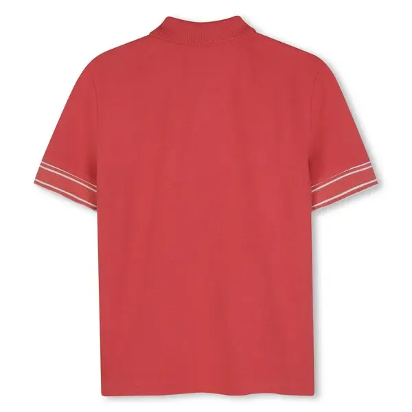 Striped Cuffs Logo Cotton Short Sleeve Polo   2 Image