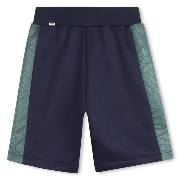 Elasticated Waistband Fabric Bermuda Shorts with Patterned Side Panels 1 Image