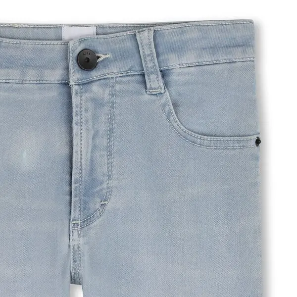 Kids Boys Cotton Denim Shorts with Tonal Stitching  2 Image