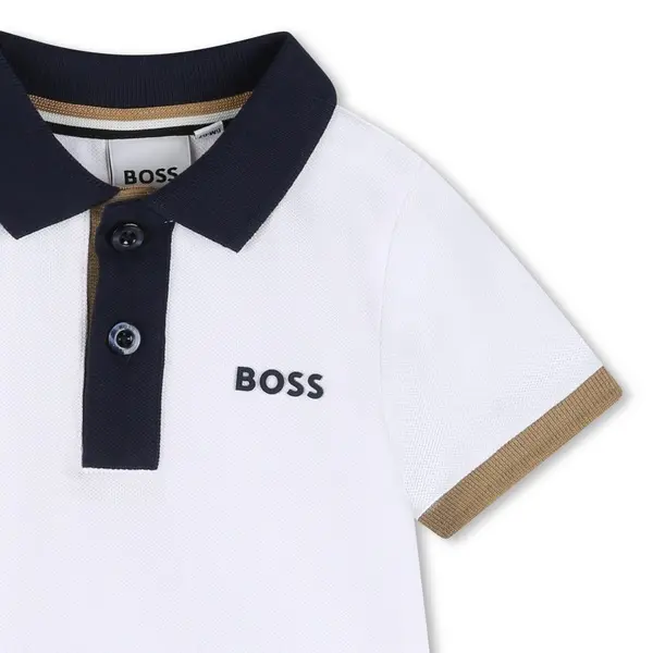 Contrast Short Sleeve Cotton Polo Shirt 1 Image