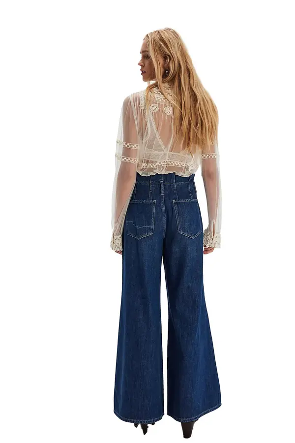 Bohemian Wide-Leg Denim Jeans 1 Image