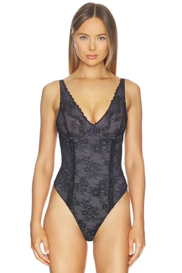 V-neck Floral Lace Bodysuit 1 Image
