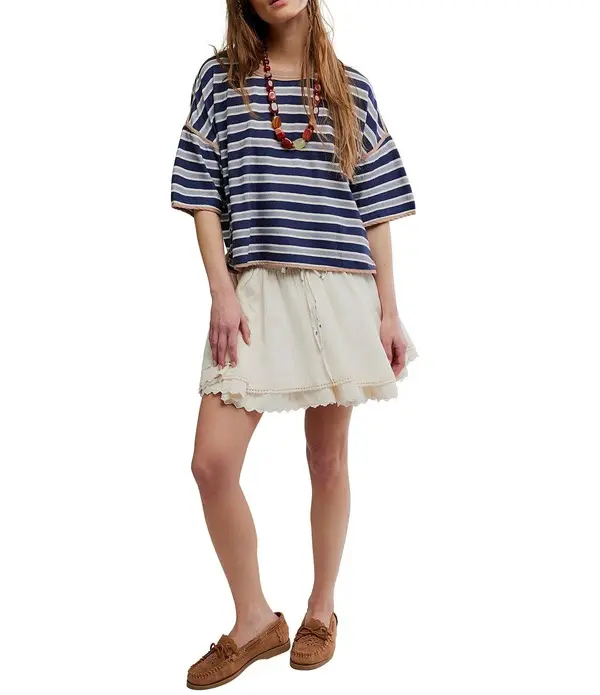 Eyelet Tiered Hem Mini Skirt 2 Image