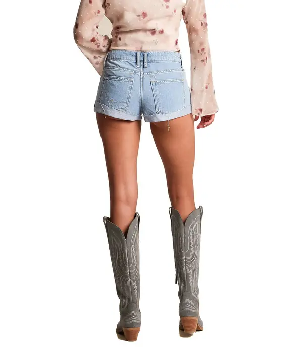 Cuffed Denim Shorts 1 Image