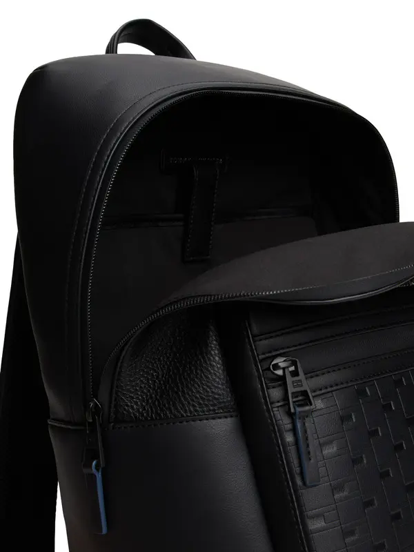 Modern Repeat Flag Mixed Texture Backpack Bag  3 Image