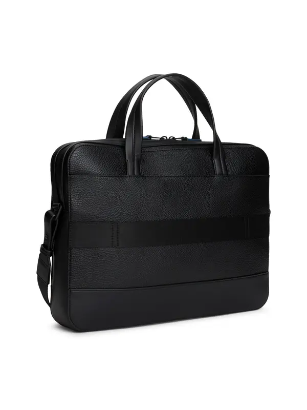 Modern Repeat Flag Pocket Leather Laptop Bag 3 Image