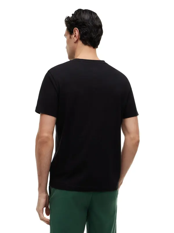 Plain Cotton V-neck Short Sleeve T-shirt 5 Image