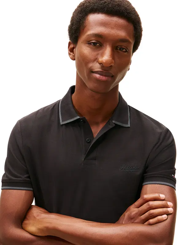 Twill Embroidered Logo Regular Short Sleeve Polo T-Shirt 2 Image