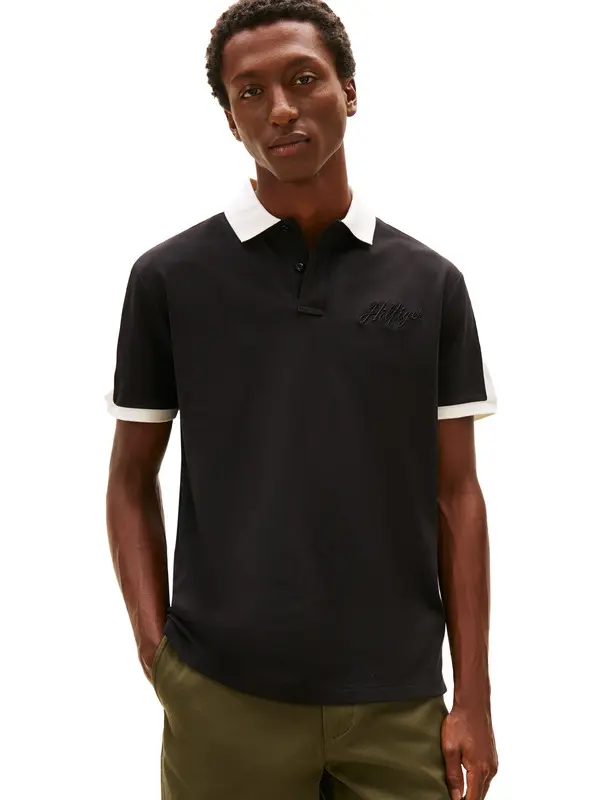 Mesh Detail Classic Short Sleeve Polo T-Shirt 1 Image