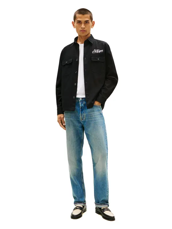 Back Logo Herringbone Relaxed Fit Overshirt 3 Image