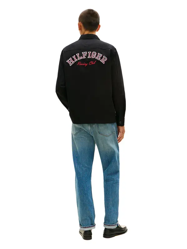 Back Logo Herringbone Relaxed Fit Overshirt 4 Image