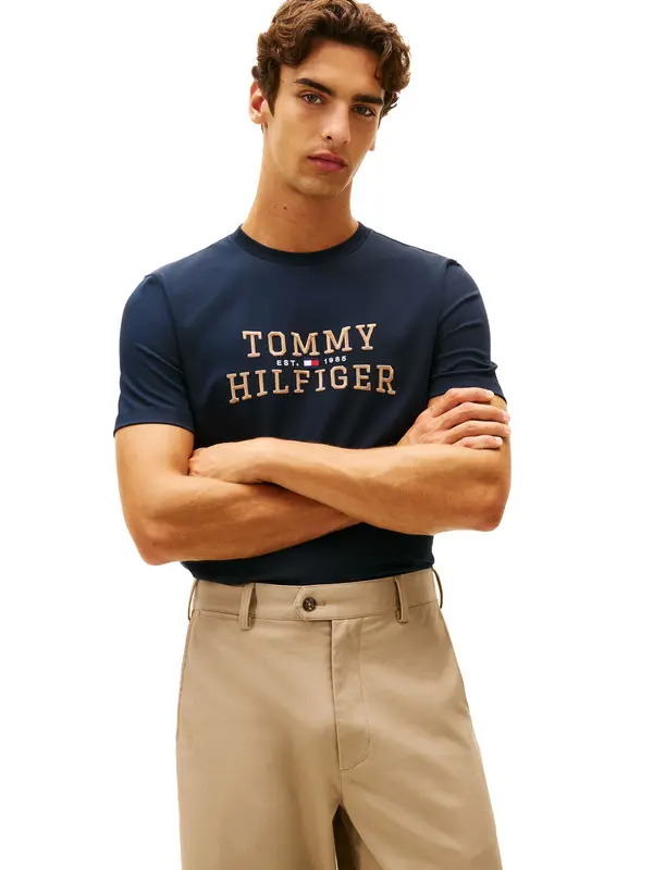 Logo Embroidery Crew Neck T-Shirt 4 Image