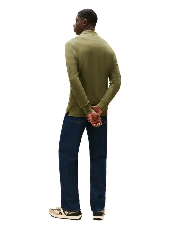 Long Sleeve Cotton Polo Top 4 Image