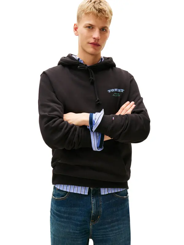 Straight Cut Hoodie with Back Brand Prints 1 Image