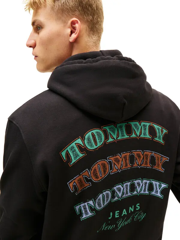 Straight Cut Hoodie with Back Brand Prints 2 Image