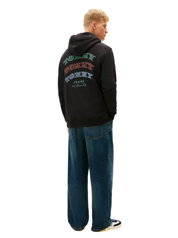 Straight Cut Hoodie with Back Brand Prints 4 Image