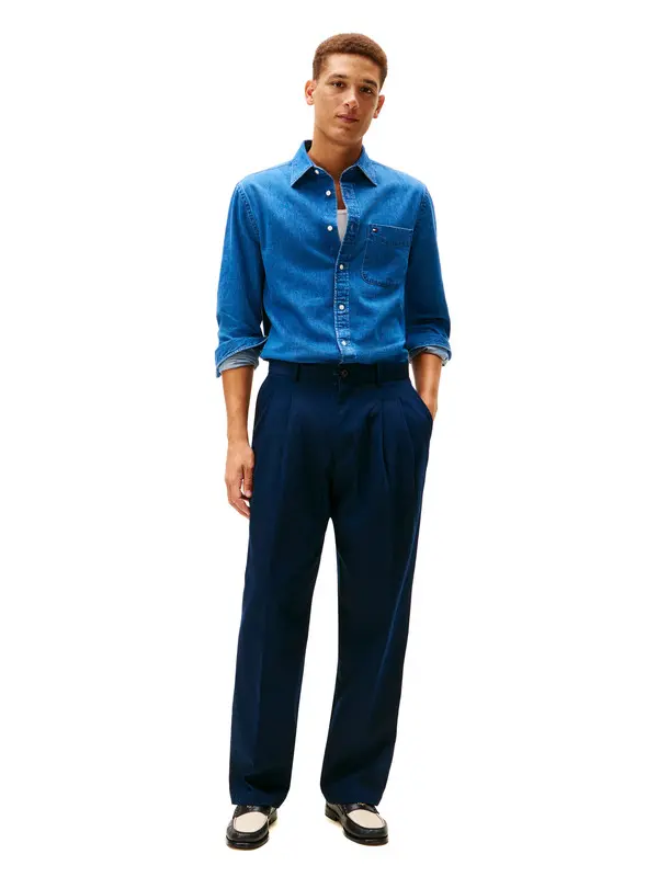 Regular Fit Flag Embroidery Denim Shirt 3 Image