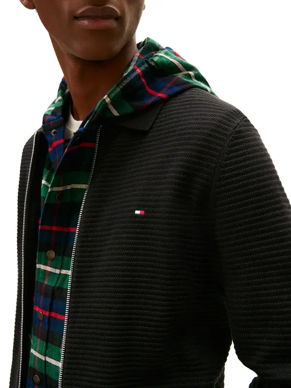 Textured Knit Zip-Thru Polo Cardigan 2 Image