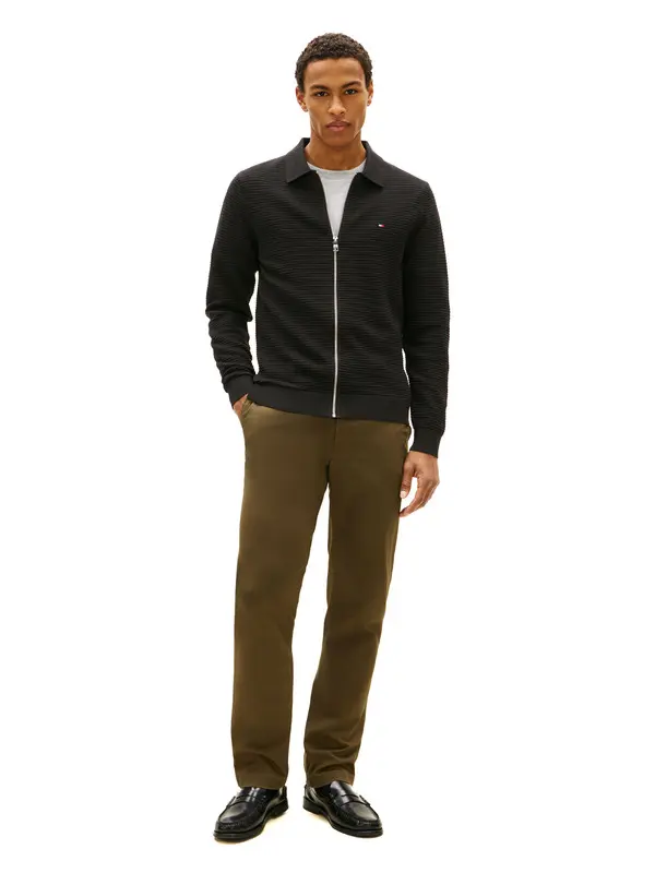 Textured Knit Zip-Thru Polo Cardigan 3 Image