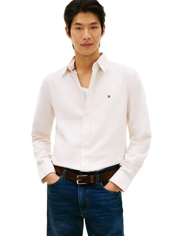 Regular Fit Twill Shirt With Linen 1 Image