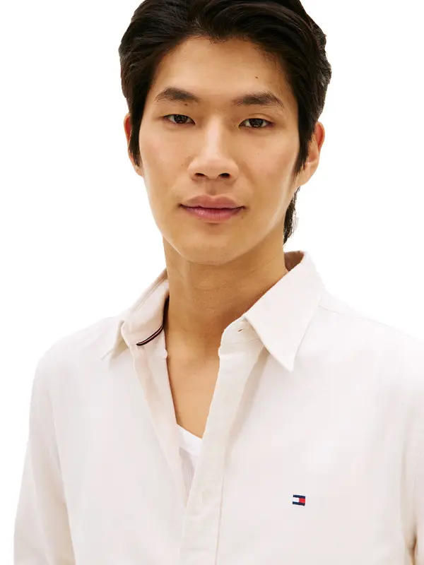 Regular Fit Twill Shirt With Linen 2 Image