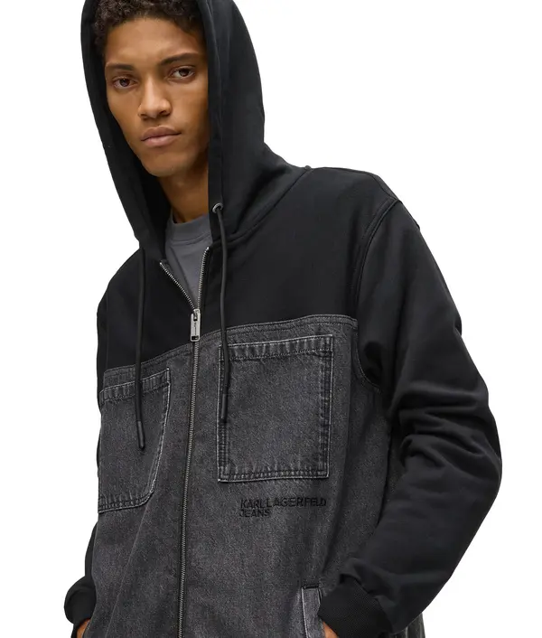 Hybrid Denim-Panel Zip Jacket 3 Image