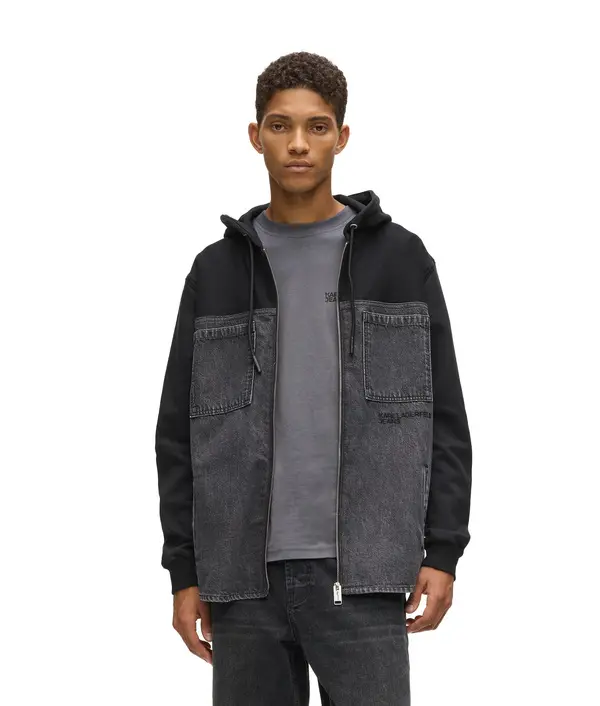 Hybrid Denim-Panel Zip Jacket 4 Image