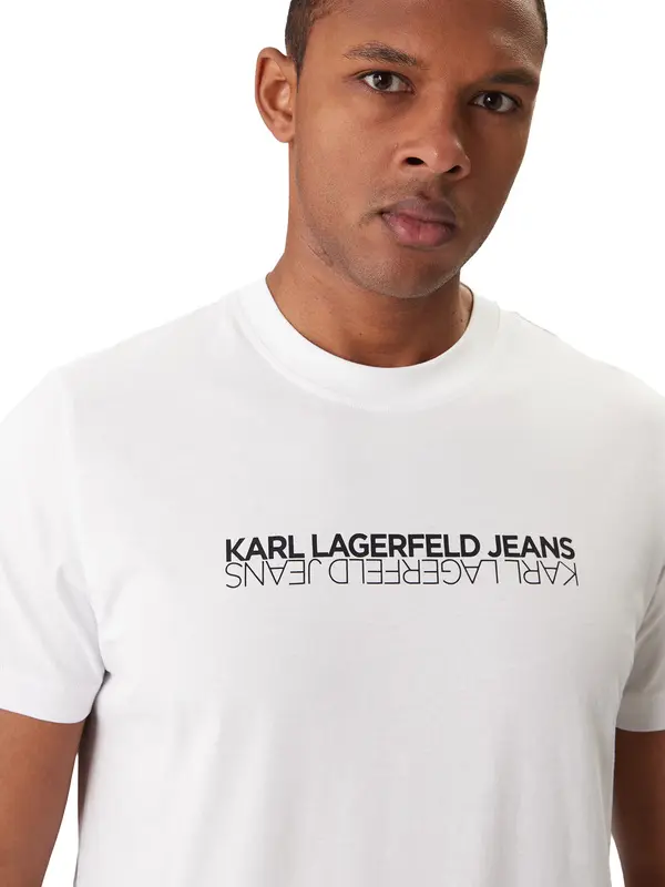 Cotton Short Sleeve T-shirt with Inverted Logo Print 2 Image