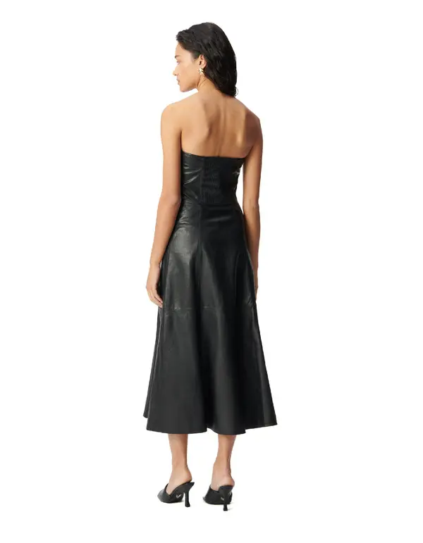 Fitted Waist Leather Bustier Dress 2 Image
