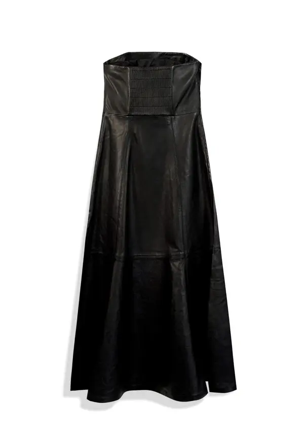 Fitted Waist Leather Bustier Dress 1 Image