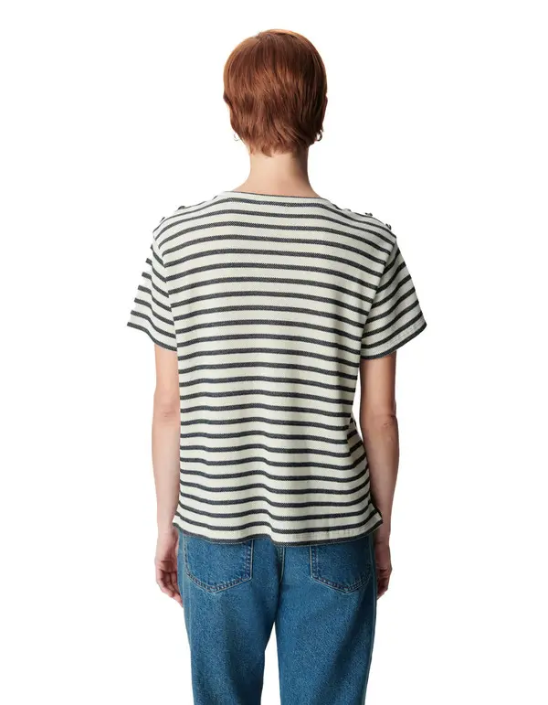 Sequinned Sailor T-shirt With Shoulder Buttons 1 Image