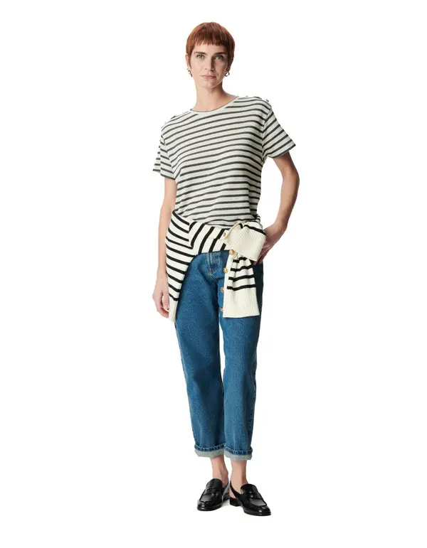 Sequinned Sailor T-shirt With Shoulder Buttons 2 Image