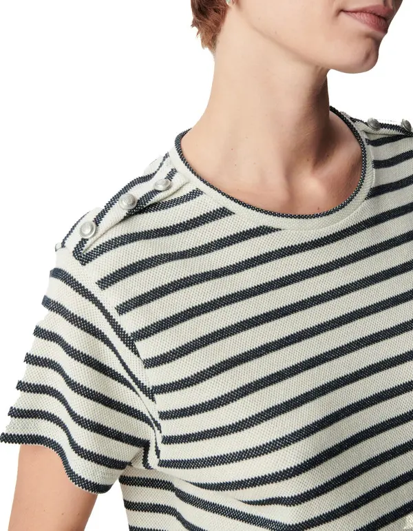 Sequinned Sailor T-shirt With Shoulder Buttons 3 Image