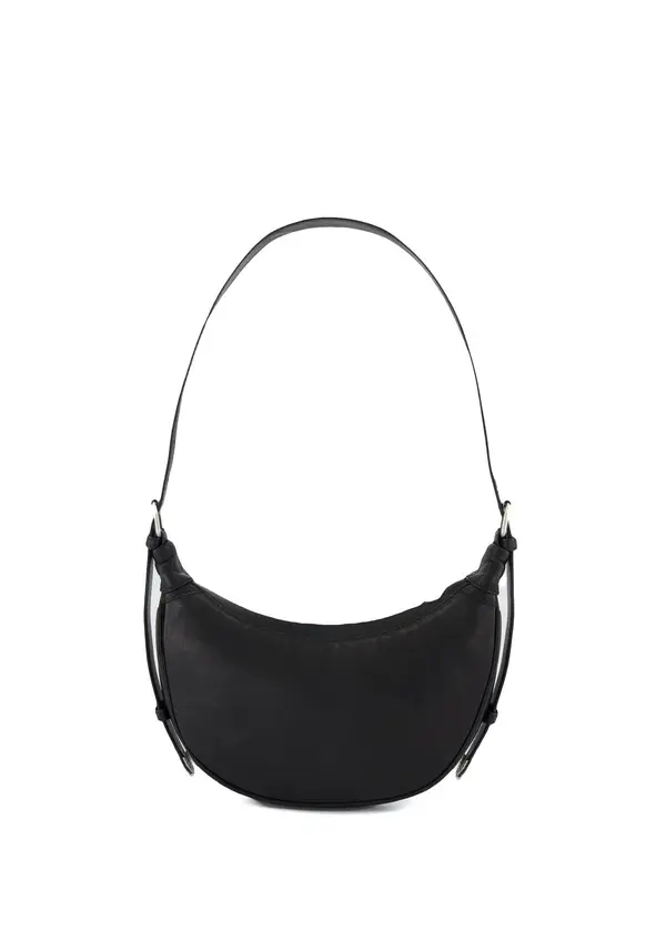 Grained Leather Allane Half-Moon Shoulder Bag 2 Image
