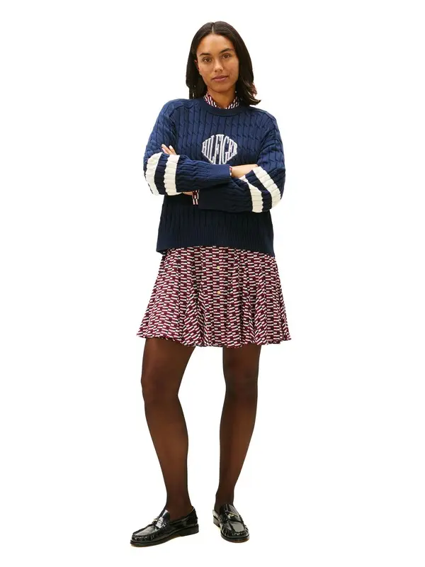 Logo Embroidery Relaxed Cable Knit Jumper 2 Image