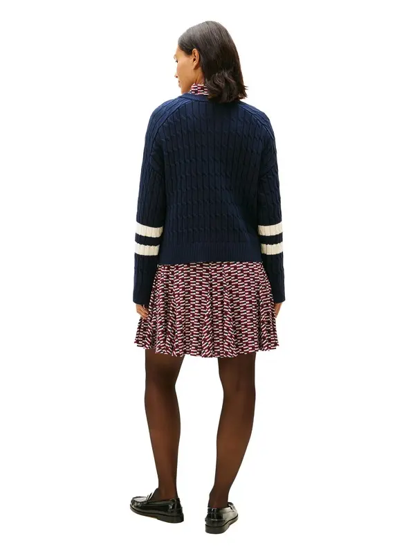 Logo Embroidery Relaxed Cable Knit Jumper 3 Image