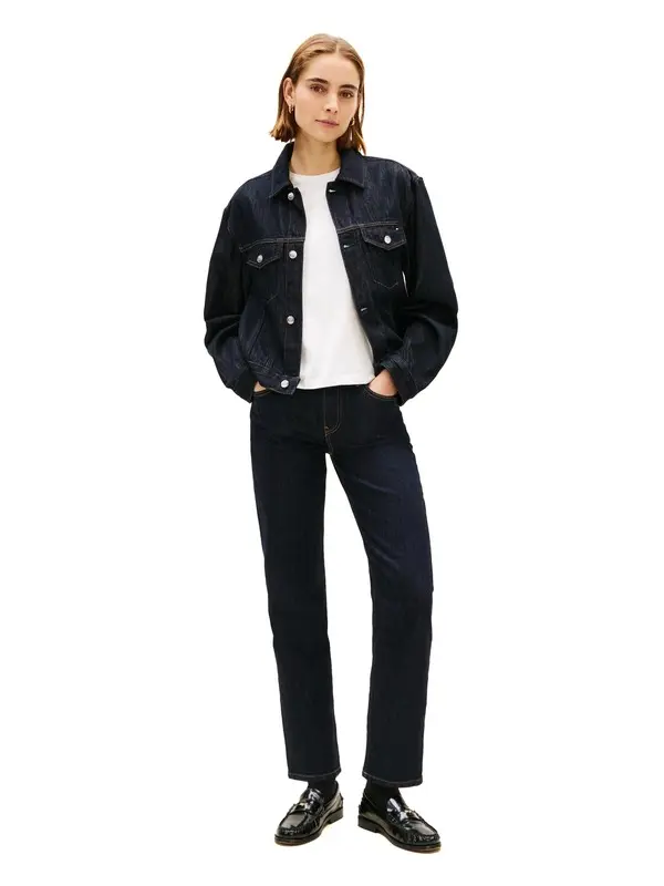 Flag Embroidery Pleated Denim Jacket 2 Image