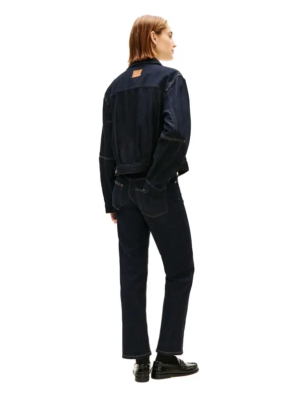 Flag Embroidery Pleated Denim Jacket 3 Image