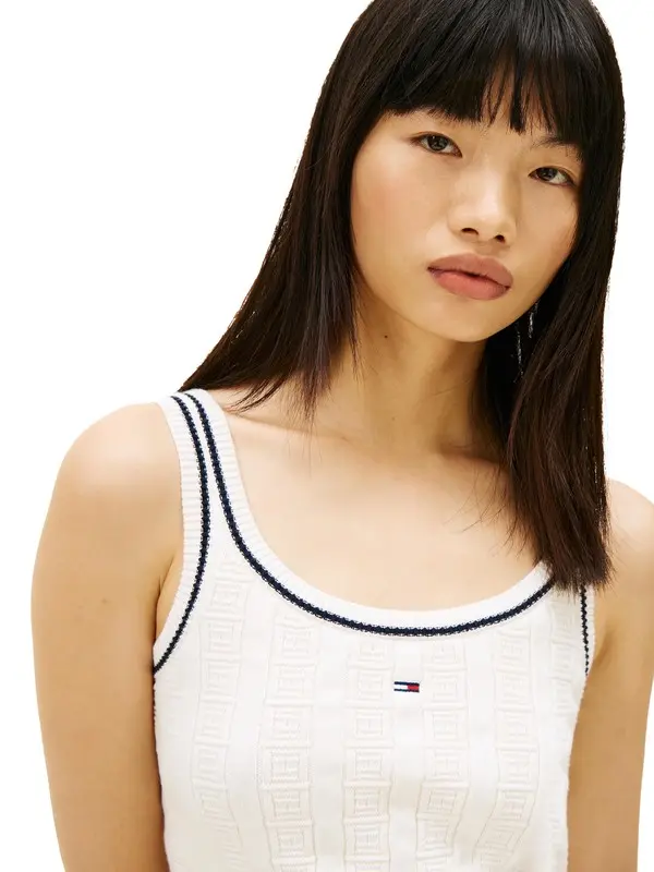 Flag Cable Knit Cropped Tank Top 1 Image