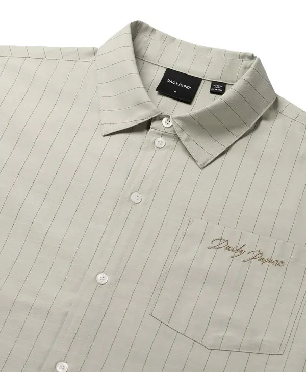 Green Stripe Script Short Sleeve Shirt 1 Image